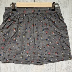 Aerie Mini Skirt Size Medium Gray Floral 100 Cotton